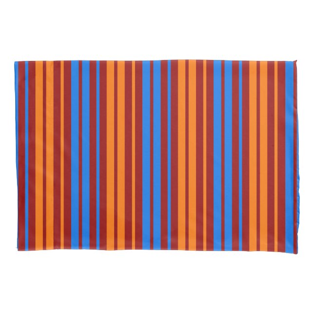 Red Orange Blue Vertical Stripes Design   Pillowcase (Front)