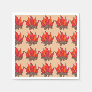 Red Orange Camping Campfire Fire Summer Camp Napkin