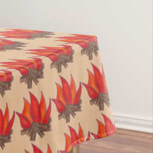 Red Orange Camping Campfire Fire Summer Camp Tablecloth