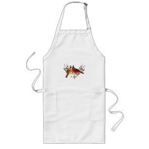 Red Orange Cardinal Lovebirds White Apron