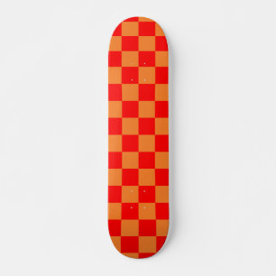Red Orange Check Checkered Pattern  Skateboard