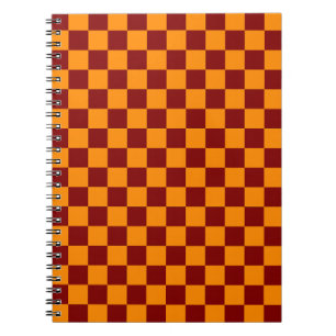 Red + Orange Check Chequered Chequerboard Pattern Notebook