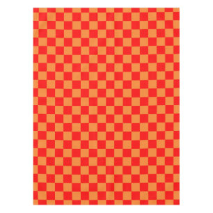Red Orange Check Chequered Pattern Tablecloth