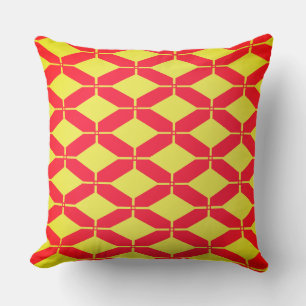 Red Orange Diamond  Cushion