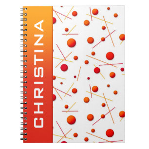 Red Orange Dots and Lines Fun Custom Notebook