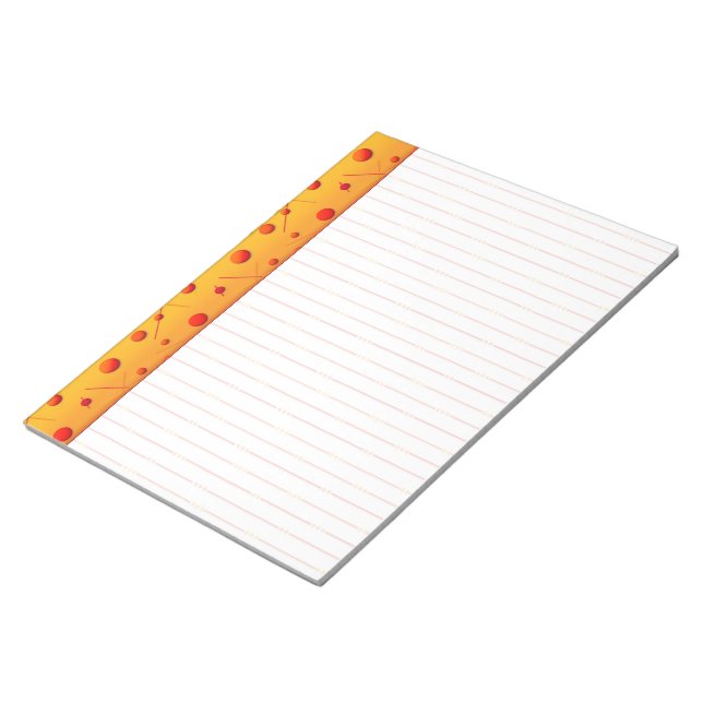 Red Orange Dots and Lines Fun Custom Notepad (Angled)