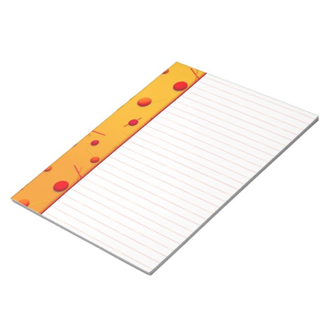 Red Orange Dots and Lines Fun Yello Border Notepad (Angled)