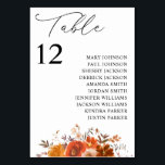 Red & Orange Fal Floral Table Number Seating Chart<br><div class="desc">Dress up your wedding or party tables with your Red & Orange Fall Floral Table Number Card  Seating Chart.</div>
