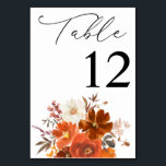 Red & Orange Fall Floral Table Number<br><div class="desc">Dress up your wedding or party tables with your Red & Orange Fall Floral Table Number Card.</div>