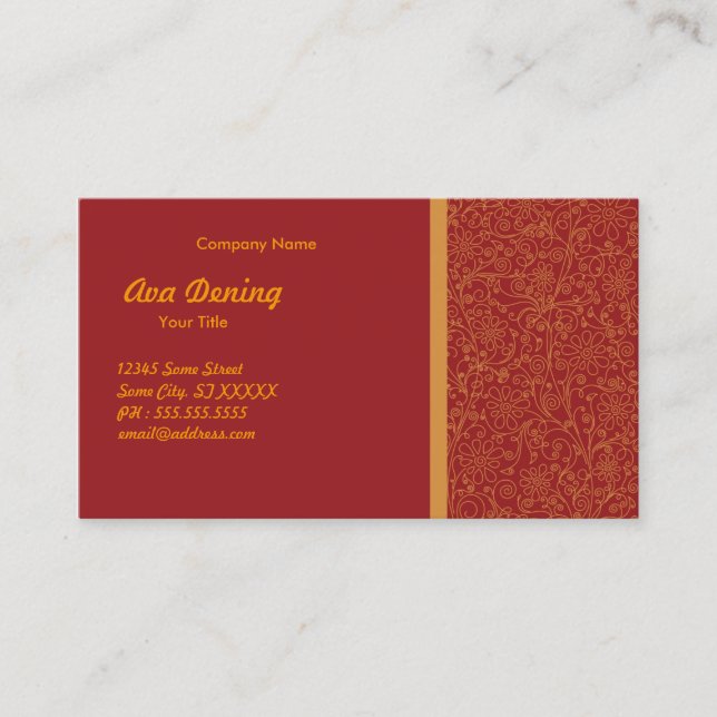 Red Orange Fashion Business Card (Front)