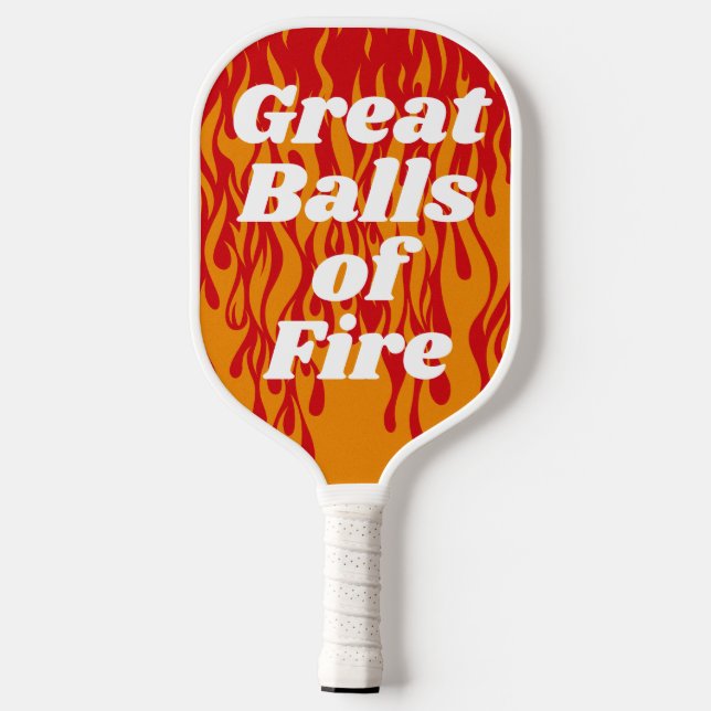 Red & Orange Fire and Flames Bold Pickleball Paddle (Back)