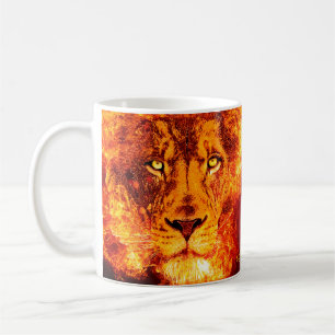 Red Orange Flaming Lion of Judah Coffee Mug