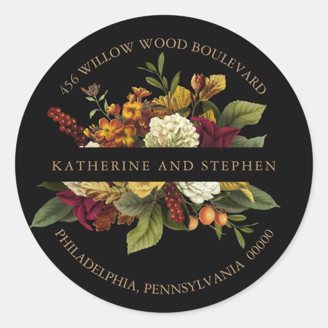 Red | Orange Floral Bouquet Return Address Seal (Front)