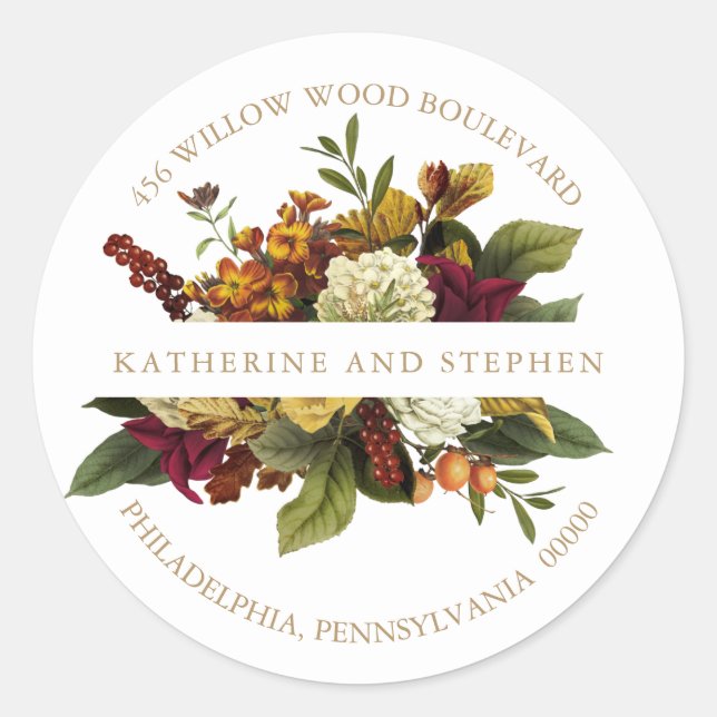 Red | Orange Floral Bouquet Return Address Seal (Front)