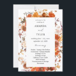 Red & Orange Floral Wedding Ceremony Program Invitation<br><div class="desc">Guide your guests with the order of your ceremony with beautiful Red & Orange Floral Wedding Ceremony Programs.</div>