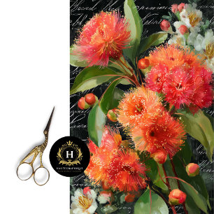 Red Orange Flowering Gumnut Decoupage Tissue Paper