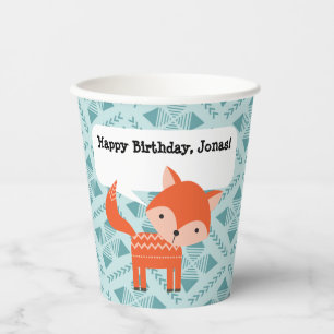 Red Orange Fox Personalised Paper Party Cup