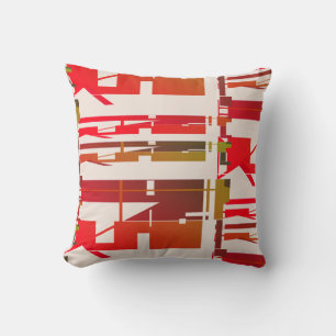 Red Orange Gold Brown Uneven Southwest Look Mosaic Cushion