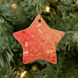 Red Orange Gold Glitter Christmas Ceramic Tree Decoration