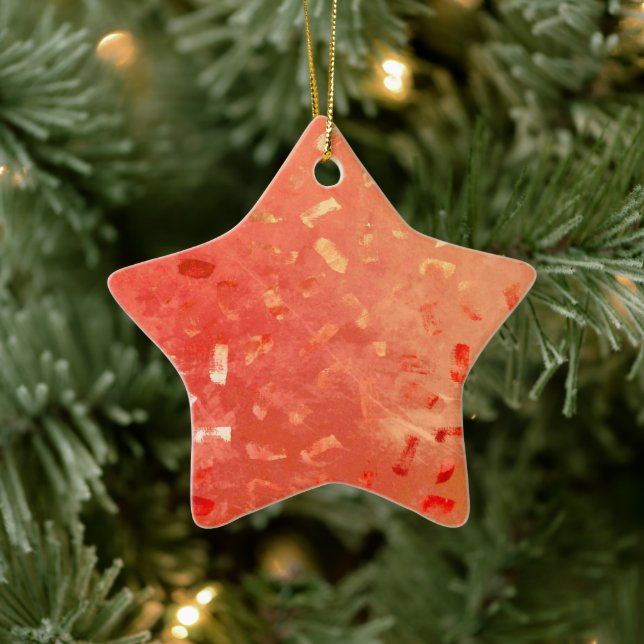 Red Orange Gold Glitter Christmas Ceramic Tree Decoration (Tree)