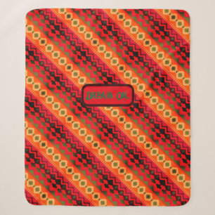 Red Orange Green Aztec Sherpa Blanket