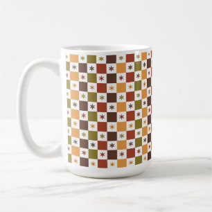 RED ORANGE GREEN BROWN GOLD CUBES & STARS COFFEE MUG