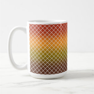 RED ORANGE GREEN BROWN GOLD GEOMETRIC PATTERN COFFEE MUG