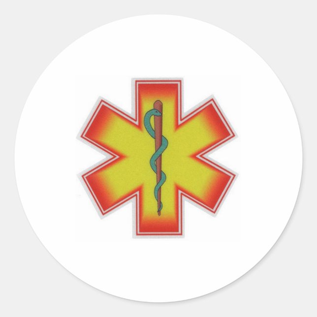     red & orange & green classic round sticker (Front)