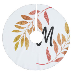 red orange green sparkle glitter add our name mono brushed polyester tree skirt