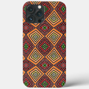 red orange green Tribal Diamonds African Pattern iPhone 13 Pro Max Case
