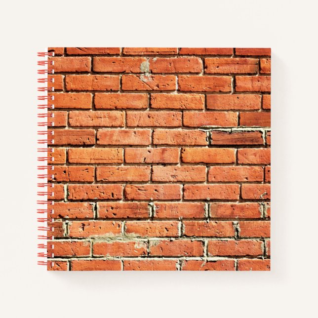 Red Orange High Exposure City Brick Wall Notebook (Front)