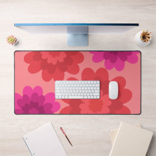 Red Orange Hot Pink  Modern Flowers  Desk Mat