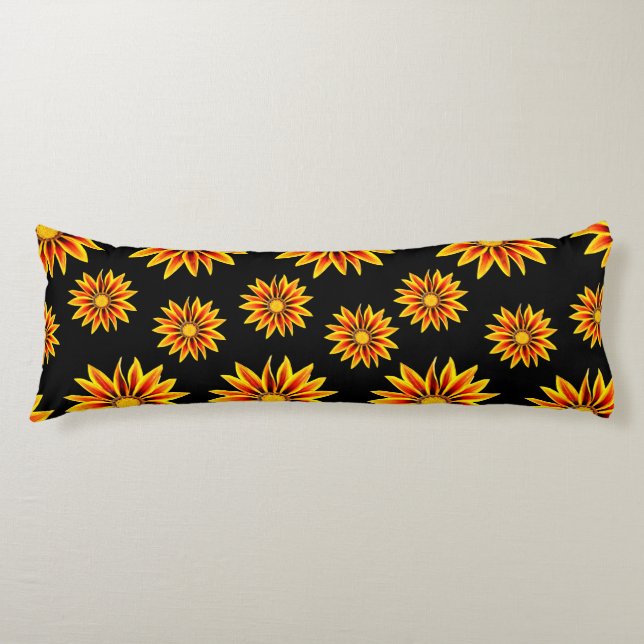 Red Orange Kiss Golden Flame Gazania Flowers Body Cushion (Front)