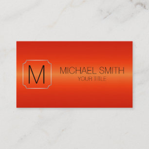 Red Orange Luxury Stainless Steel Metal Monogram Business Card
