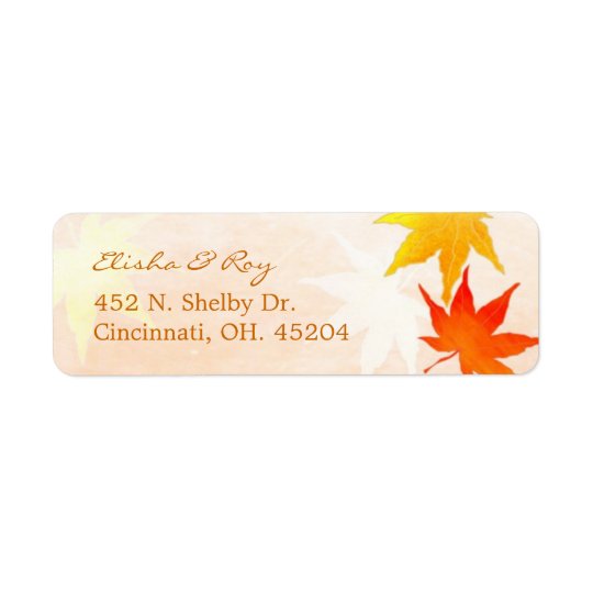 Red Orange Maple Leaves Wedding Return Address Label