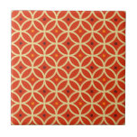 Red Orange Mid Century Modern Geometric Pattern Tile<br><div class="desc">Mid-century modern inspired red-orange design featuring colourful circular geometric pattern with yellow, orange and burgundy accents. Trendy, modern design. Create your own custom pattern by uploading a new image, or use the "contact this designer" button for help. To create your own patterned design: 1. Select personalise this template. 2. Replace...</div>