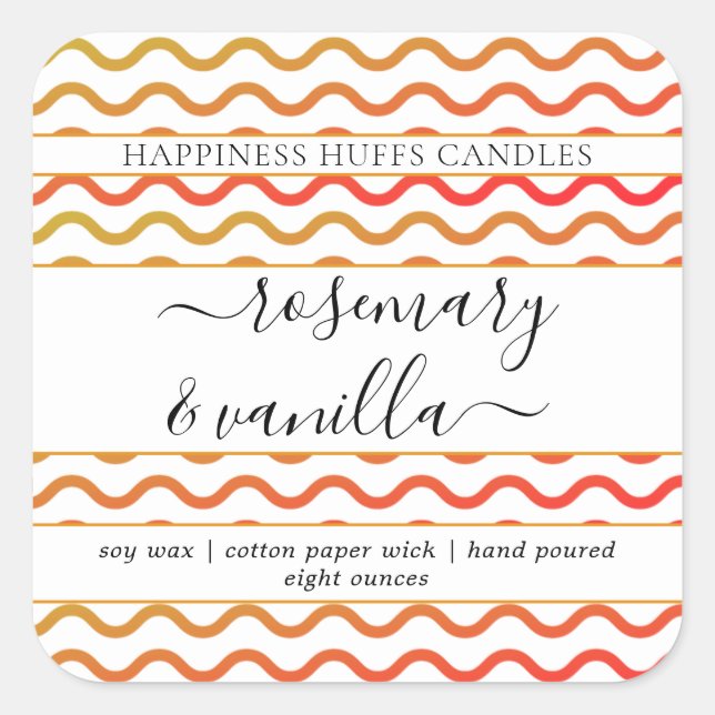 Red Orange Minimal Script Candle Label Sticker (Front)