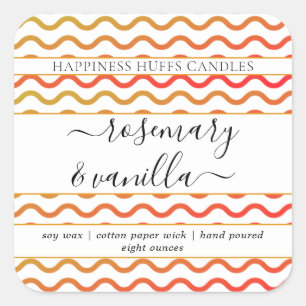 Red Orange Minimal Script Candle Label Sticker