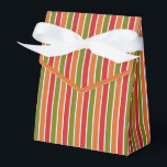 Red, Orange, Olive Green Striped Favour Box<br><div class="desc">Red,  orange,  olive green striped favour box with ribbon tie. Perfect for all gift decoration themes; simple/minimalist to maximalist depending on additional embellishments.</div>