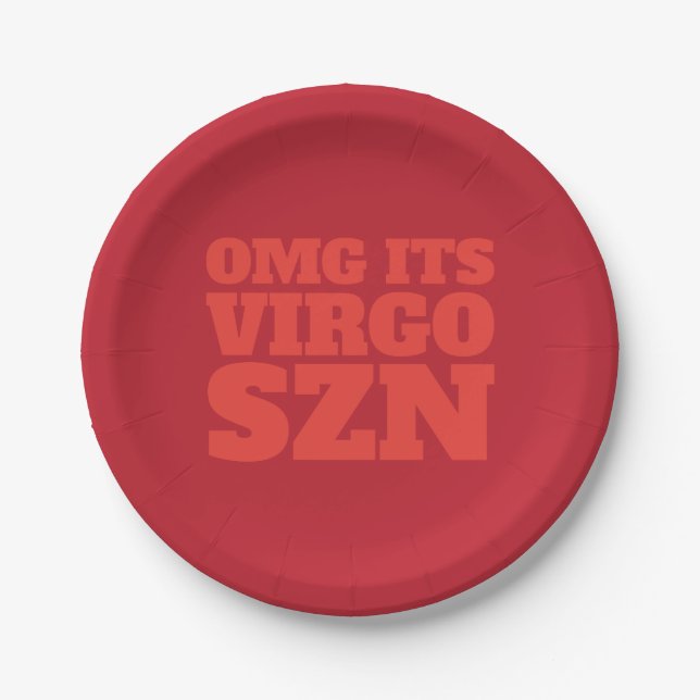 Red Orange OMG It's Virgo SZN Cool Paper Plate (Front)