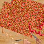 Red &amp; Orange Oriental Boho Geometric Pattern Tissue Paper