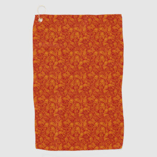 Red Orange Paisley Golf Towel