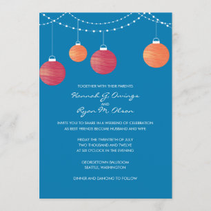 Red & Orange Paper Lantern Wedding Invitation
