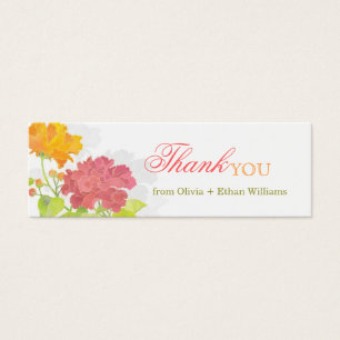 Red Orange Peony Wedding Thank You Favour Tags