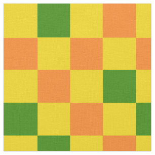 Red Orange Pink Checkered Pattern Design  Fabric