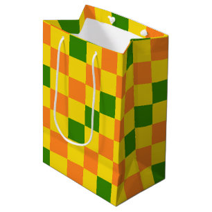 Red Orange Pink Checkered Pattern Design Medium Gift Bag