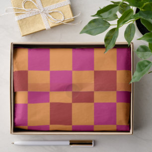 Red Orange Pink Checkered Pattern Design Tissue Paper