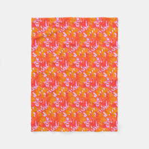 Red Orange Pink Random Rectangles Fleece Blanket