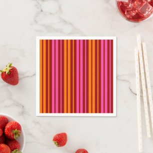 Red Orange Pink Vertical Stripes Design Napkin