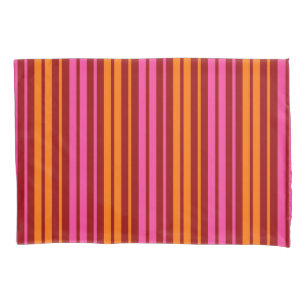 Red Orange Pink Vertical Stripes Design Pillowcase